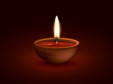Diwali Holiday vector illustration with burning diya