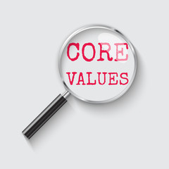 Core values Magnifying glass concept illustration