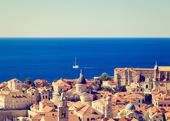 rooftop view of old town in Dubrovnik, Croatia