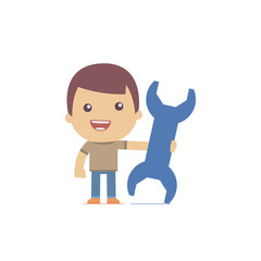 illustration of a simple flat style funny casual character