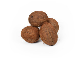Coconut on white background