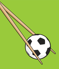 Chopsticks holding a soccer ball