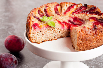 Delicious whole plum pie