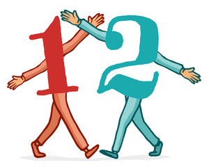 Competitor number one and number two friendly hugging