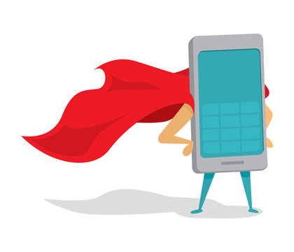 Mobile Phone Super Hero With Cape