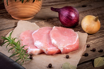 Fresh raw meat sliced.