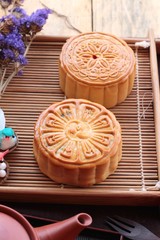 Festival moon cake and tea  - china dessert delicious.