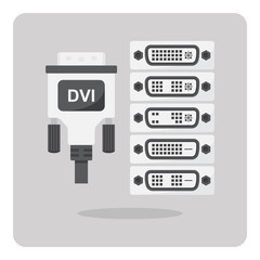Vector of flat icon, DVI connector on isolated background