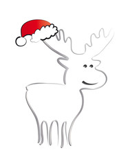 Weihnachten - Elch mit roter Nikolausmütze - Weihnachtsmann, Weihnachtsmannmütze, x mas, xmas, x-mas