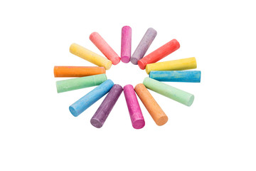 chalks in a variety of colors arranged