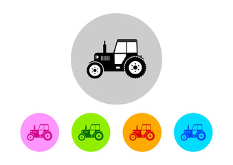 Colorful tractor icons on white background
