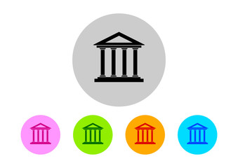 Colorful building icons on white background