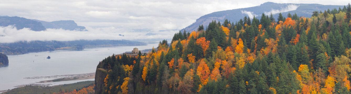Crown Point at Columbia River Gorge in Fall