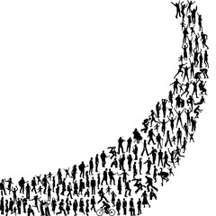 Naklejka premium A swash shape made of people in all types of activities