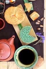 Festival moon cake and tea  - china dessert delicious.