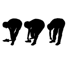 man putting on her shoes vector