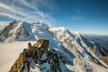 Foto op Plexiglas Alpinisme bergbeklimmen in het Mont Blanc-massief