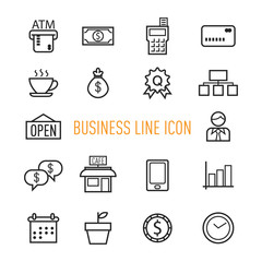 set of business line icon isolated on white background