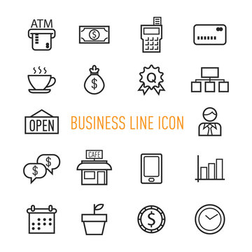 set of business line icon isolated on white background
