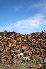 Recycling industry, heap of old metal