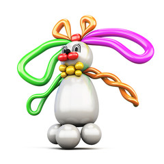 Balloon animal bunny hare isolated on white background.