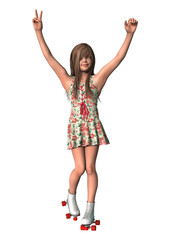 Naklejka premium Girl on Inline Skates
