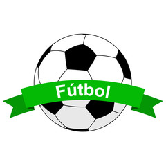 Icono plano cinta texto Futbol con balon color verde © teracreonte