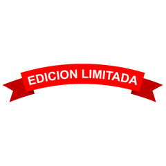 Icono plano cinta texto EDICION LIMITADA color rojo