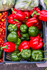 pile of sweet peppers at market