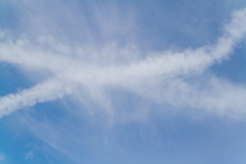 White clouds on blue sky.