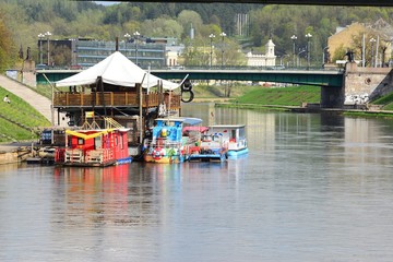 Fototapeta na wymiar Vilnius city Neris river on spring time