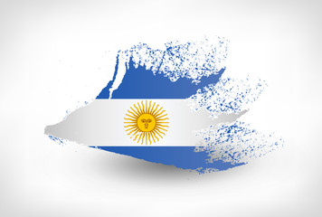 Brush painted flag of Argentina/Hand drawn style illustration with a grunge effect.