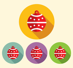 Christmas ball icon in flat style