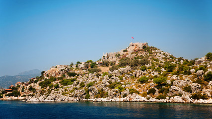 Simena Island with old fort, Kekova