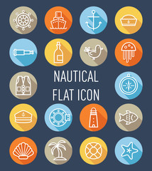 set of nautical flat icon