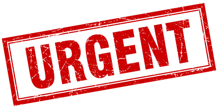 urgent red square grunge stamp on white