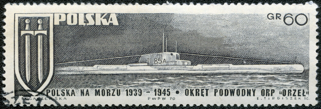 POLAND - 1970: shows submarine Orzel Eagle