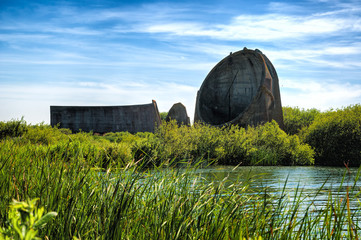 Sound Mirrors at Denge in Romney Marsh - Concrete Parabolic Sound capturing Mirrors used as early warning system to detect german aircraft crossing the english Channel from France