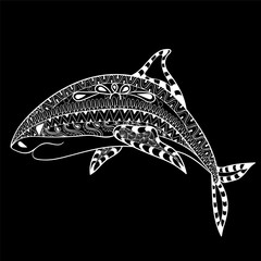 Zentangle Shark totem for adult anti stress Coloring Page for ar