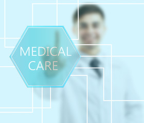 Medical doctor working with healthcare icons. Modern medical technologies concept