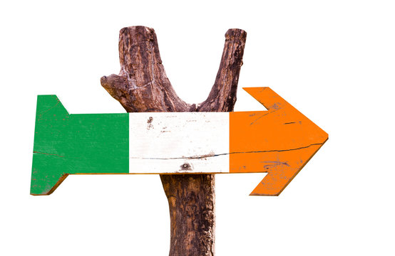 Ireland flag wooden sign isolated on white background