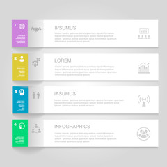 Infographics Design template.   Numbered banners, horizontal