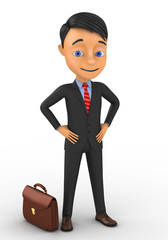 3d cheerful businessman on a white background
