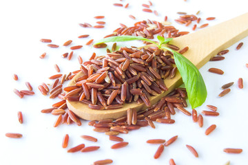 Organic Riceberry Rice (black jasmine rice) isolated on white