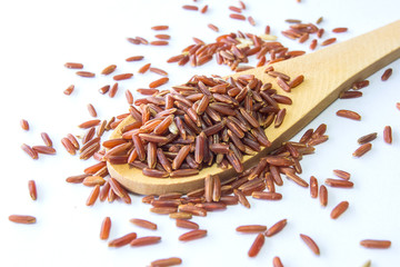 Organic Riceberry Rice (black jasmine rice) isolated on white