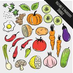 set of vegetable and ingredient doodle