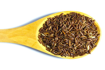 Organic Riceberry Rice (black jasmine rice) isolated on white