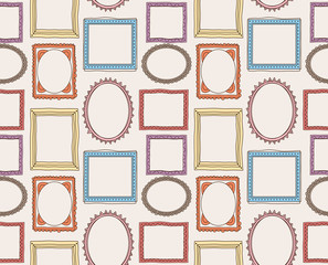 colorful vintage photo frame pattern in doodle style