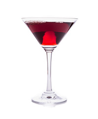 Red martini cocktail glass isolated on white 