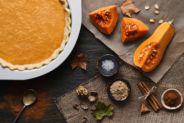 Pumpkin pie cooking process